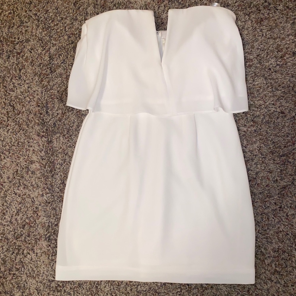 BCBG white strapless mini dress